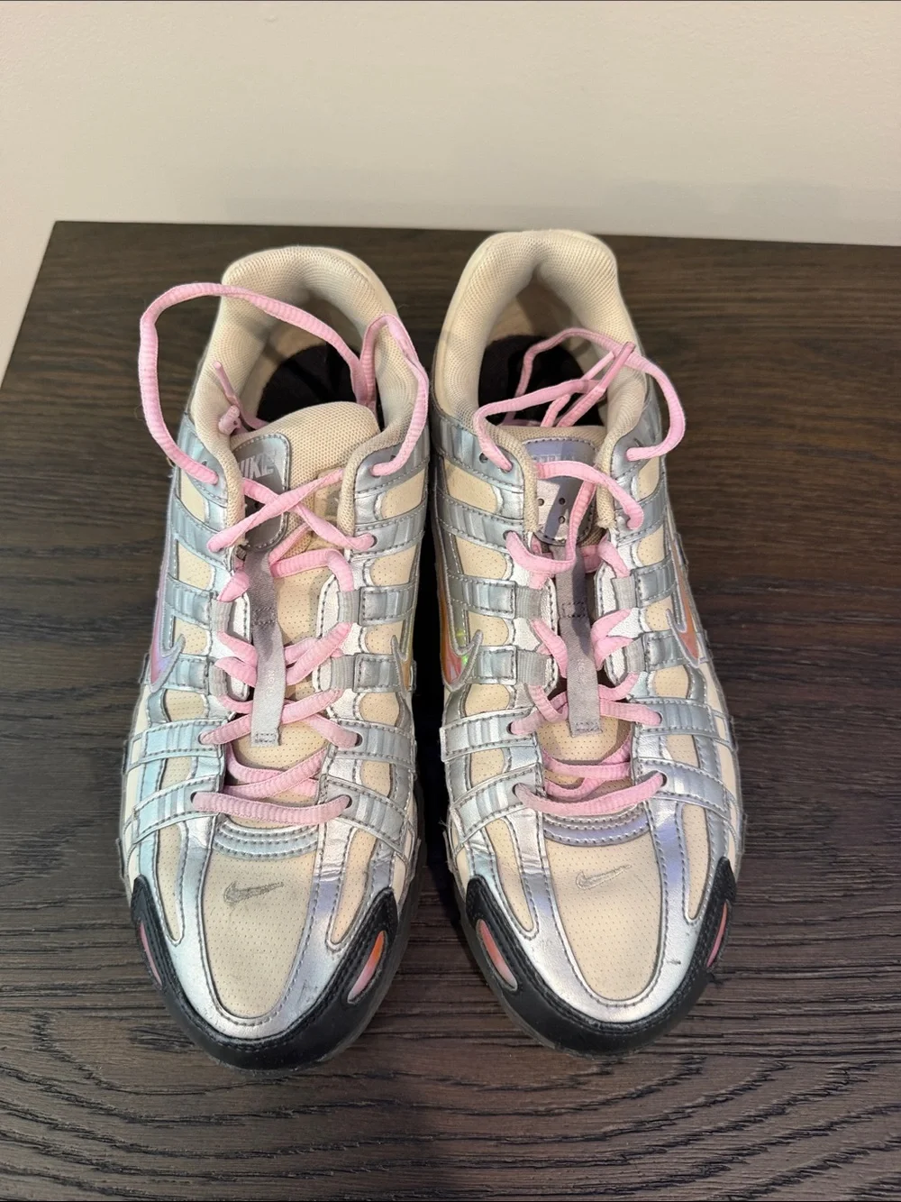 Nike Women’s Pink and Iridescent Silver Athletic Sneakers