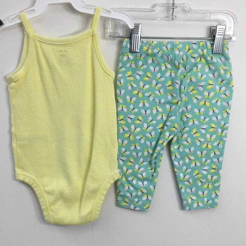 Carters Girls Blue and Green Summer Outfits Bundle of 5 Size 6 mo EXCELLENT
