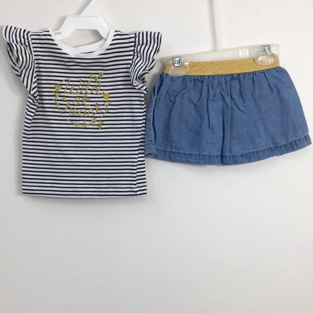 Carters Girls Blue and Green Summer Outfits Bundle of 5 Size 6 mo EXCELLENT