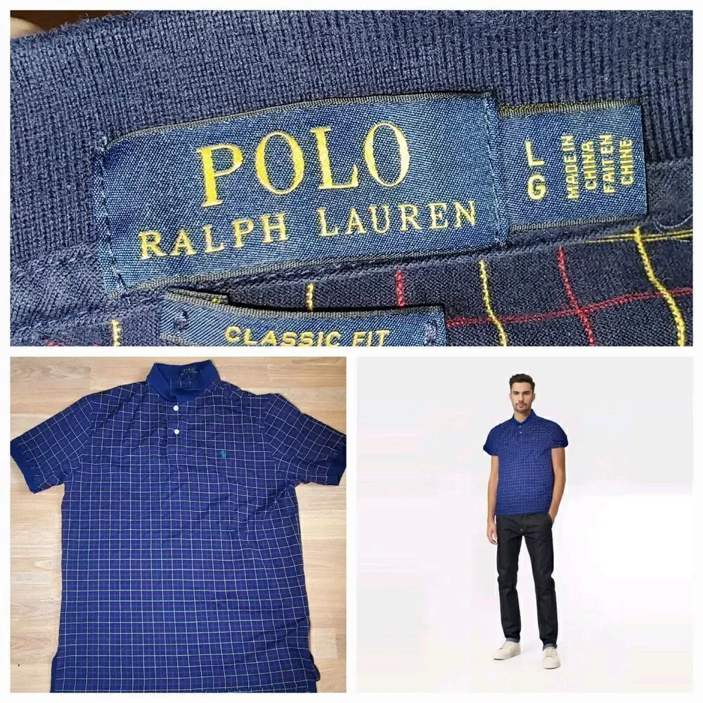 Polo Ralph Lauren Madras Plaid Oxford Large Classic‎ Golf Shirt Luxury business