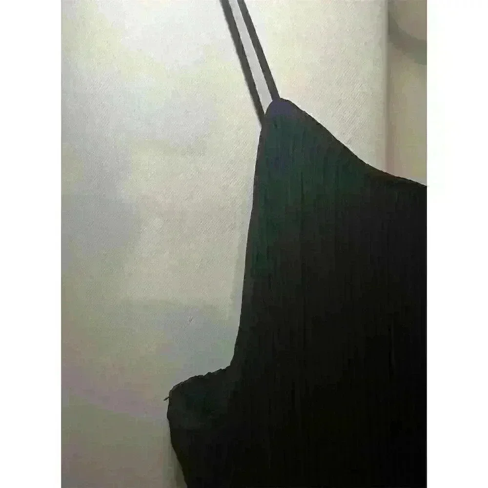 Good American Women's Black Ribbed Maxi Slip Dress Size 00