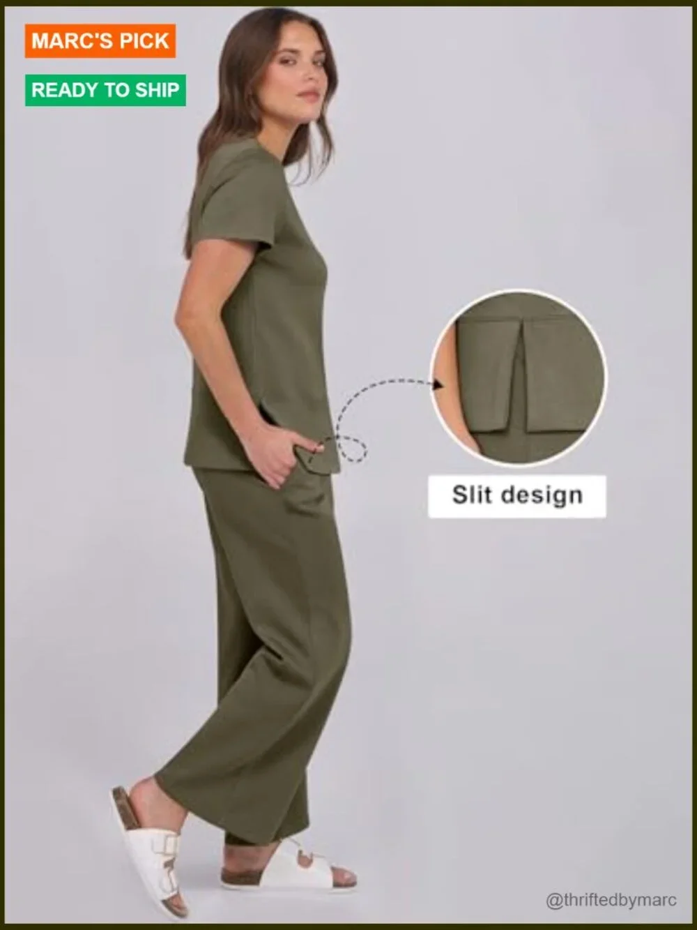 Loose Fit Two Piece Lounge Set Short Sleeve Wide Leg Tracksuit