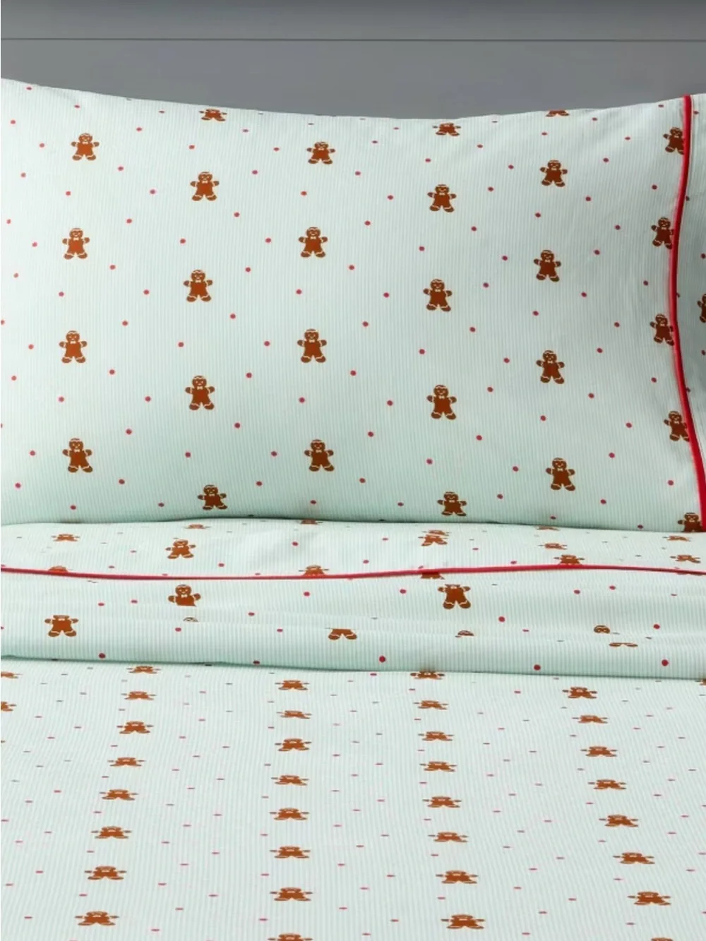 Super Cute FULL Gingerbread Dreams Striped Sheet Set 100% Cotton 220TC