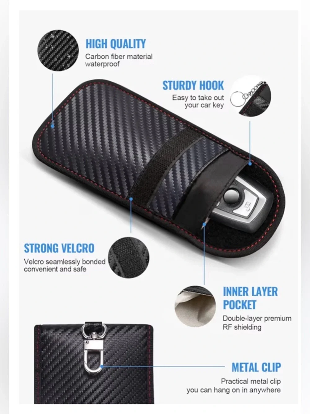 Faraday Pouches Car Fob‎ - RFID Signal Blocking Pack - Medium Size