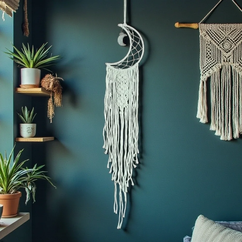 Macrame Moon Dreamcatcher Wall Hanging Boho Bedroom Nursery Decor 38