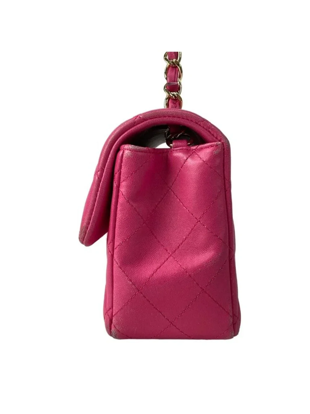 Chanel Shoulder Bag Mini Quilted Pink Chain Gold Lambskin