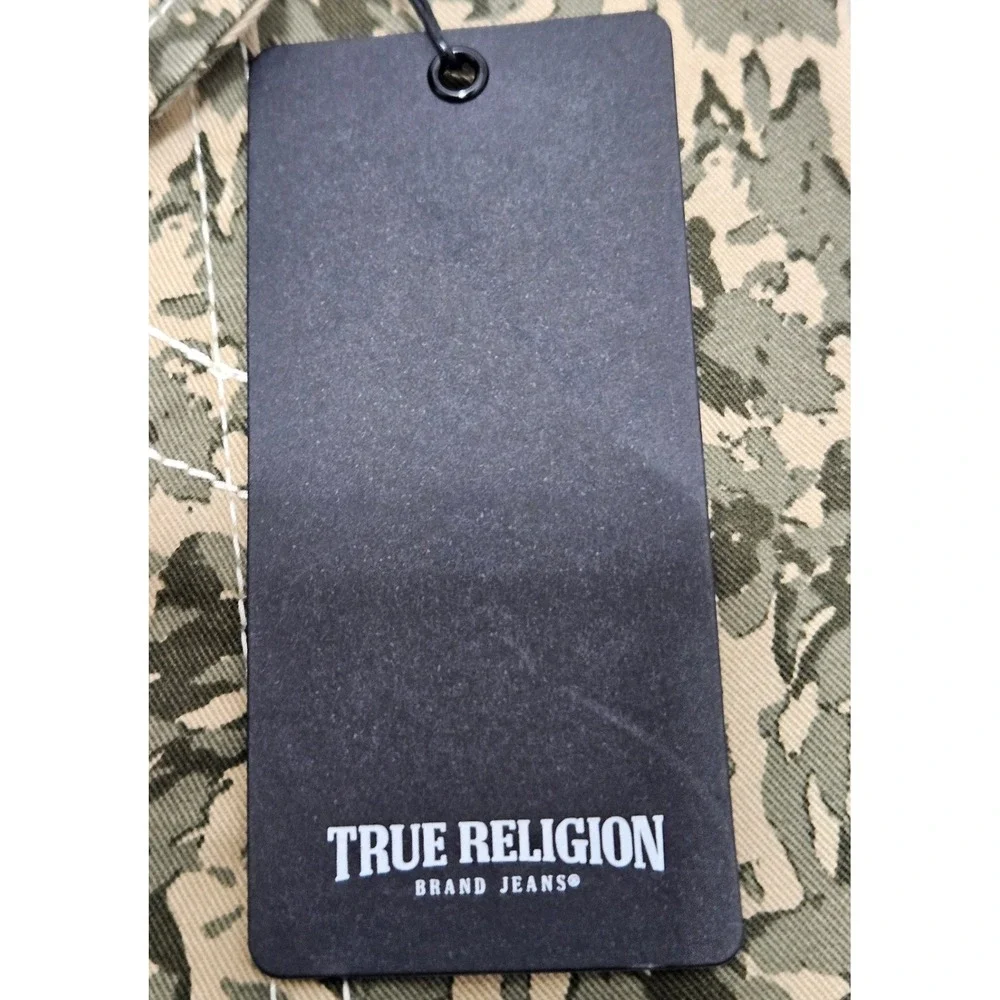 True Religion‎ Mens Abstract Camo Cargo Pants Green Swirl 701122 Size 38 NWT
