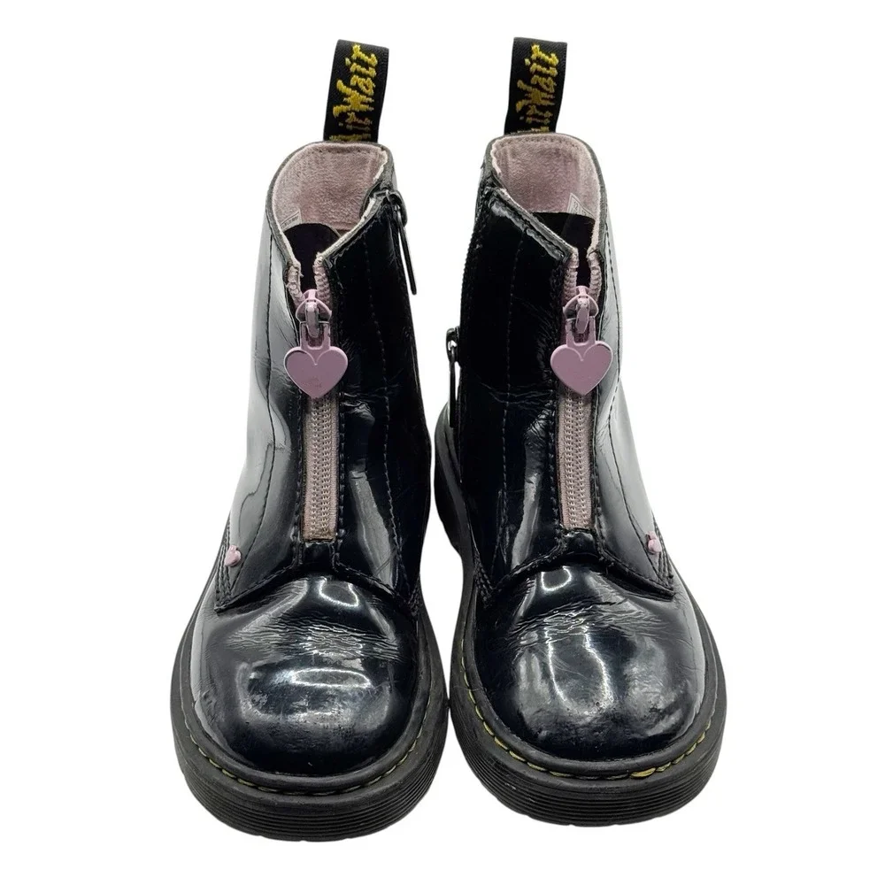 Dr Martens JUNIOR HEART Nappa Patent Leather Pull-on Boots Size 13