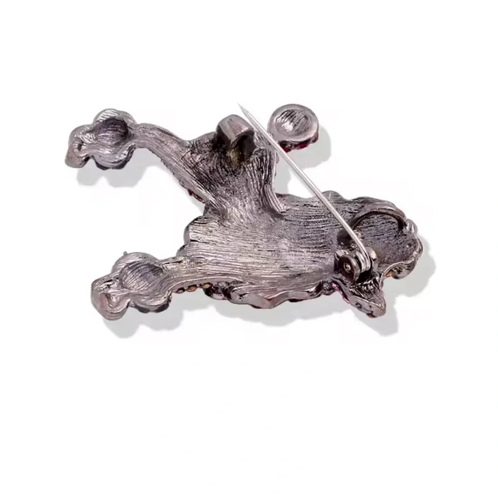 Poodle Amber Crystal Brooch