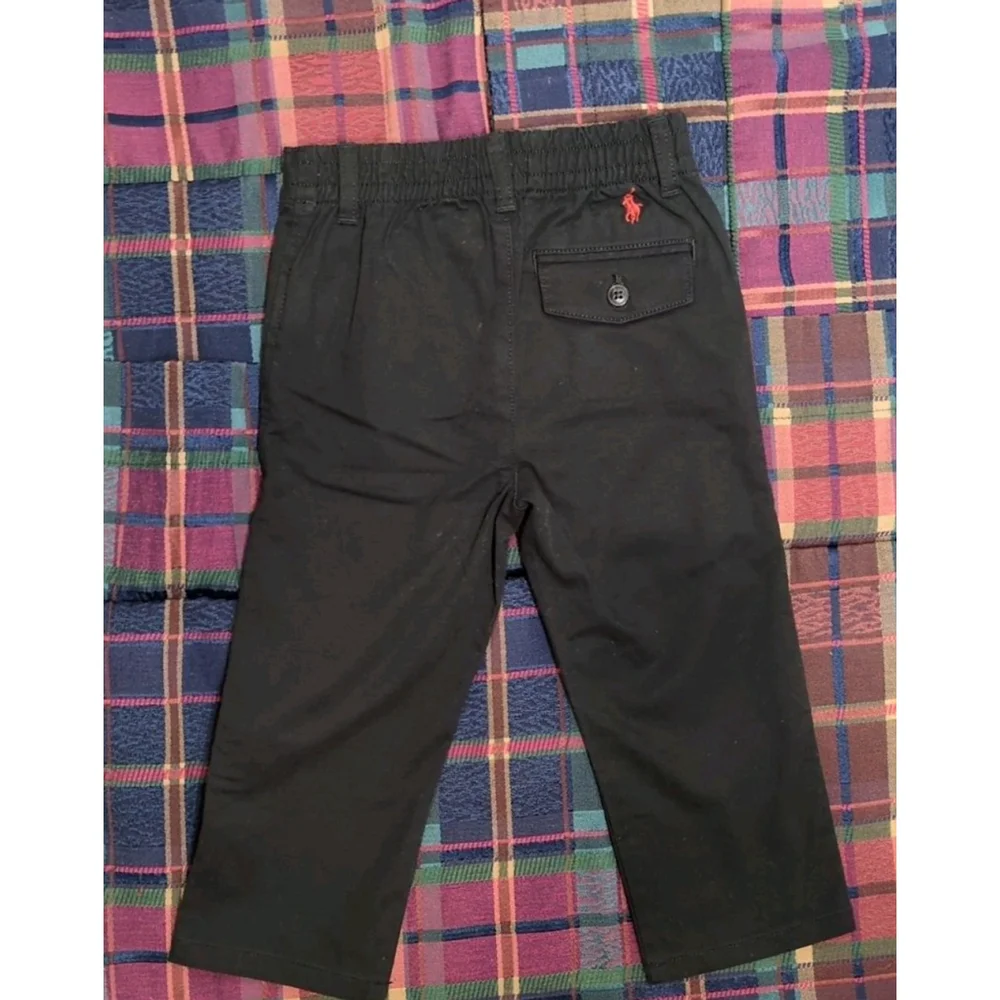 Ralph Lauren Baby Boy Black Cotton Pants Elastic Waist Size 24months