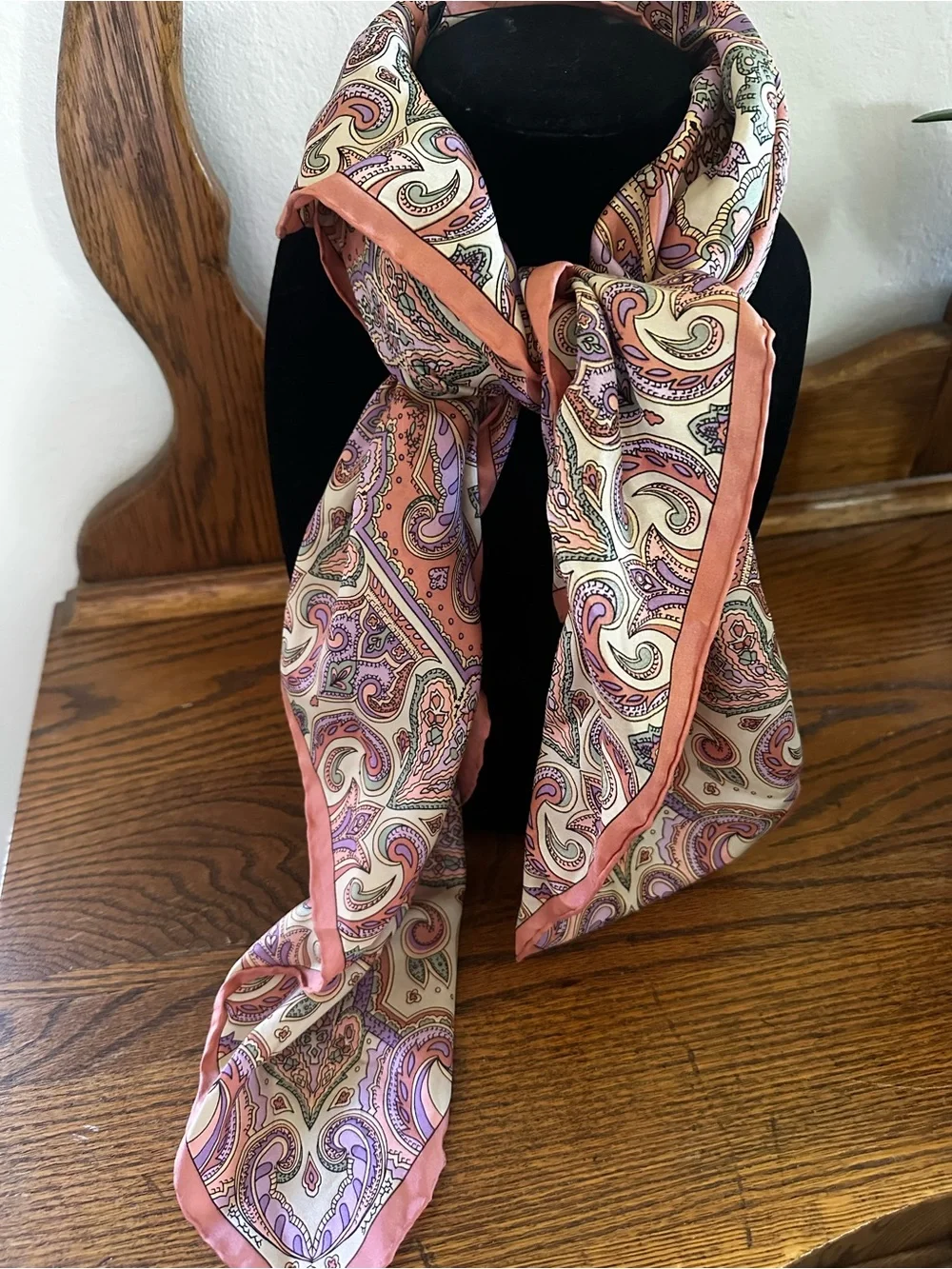 Harve Benard Vintage Silk Paisley Scarf Signed