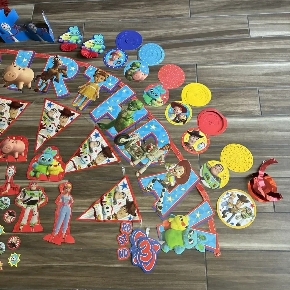 Toy Story 4 Birthday Party Decorations Lot of 60+ Disney Pixar Woody Buz Forky