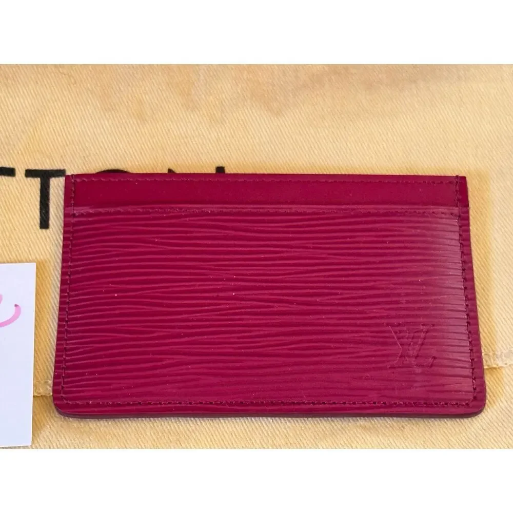 LOUIS VUITTON Alma BB Dark Pink Fushia Handbag Purse + Card Case + Strap