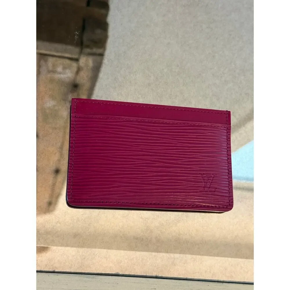 LOUIS VUITTON Alma BB Dark Pink Fushia Handbag Purse + Card Case + Strap
