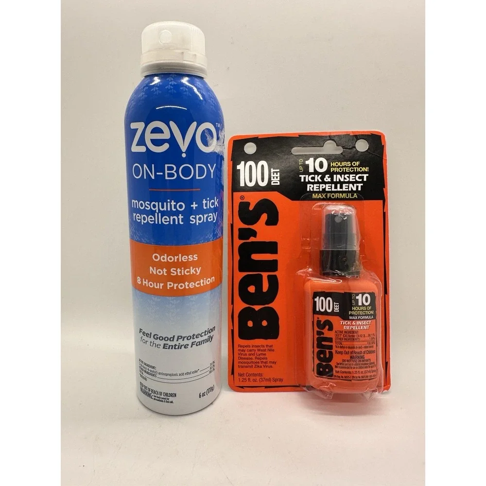 Zevo On-Body Mosquito Tick Spray 6oz + Ben's 100 DEET Repellent‎ Lot New Sealed