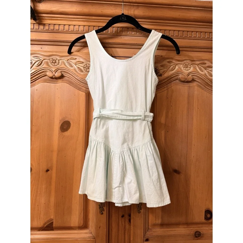 VTG 80s Amy Too!‎ Byer Girls Mint Green Summer Party Dress USA Drop Waist Sz 7