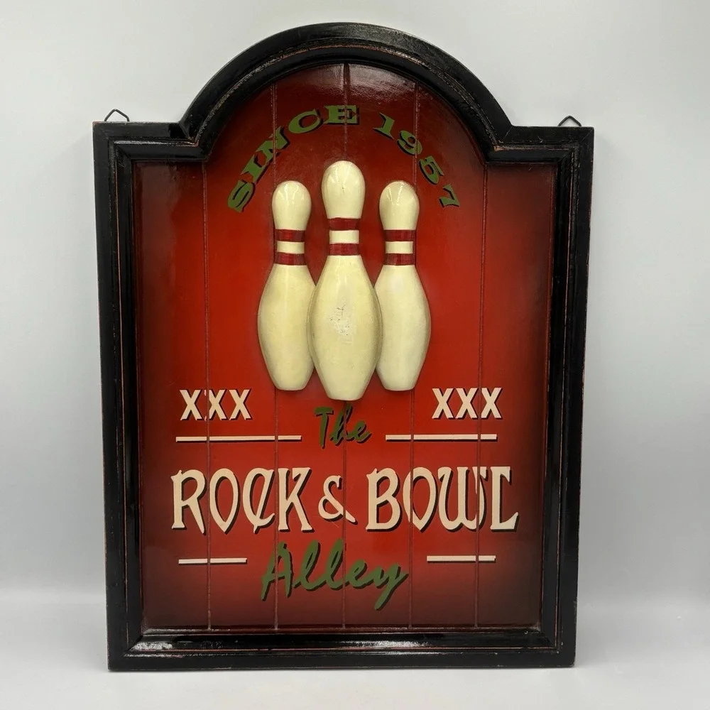 The Rock & Bowl Alley Plaque Wall Decor 2005 Pins Are 3D ~16
