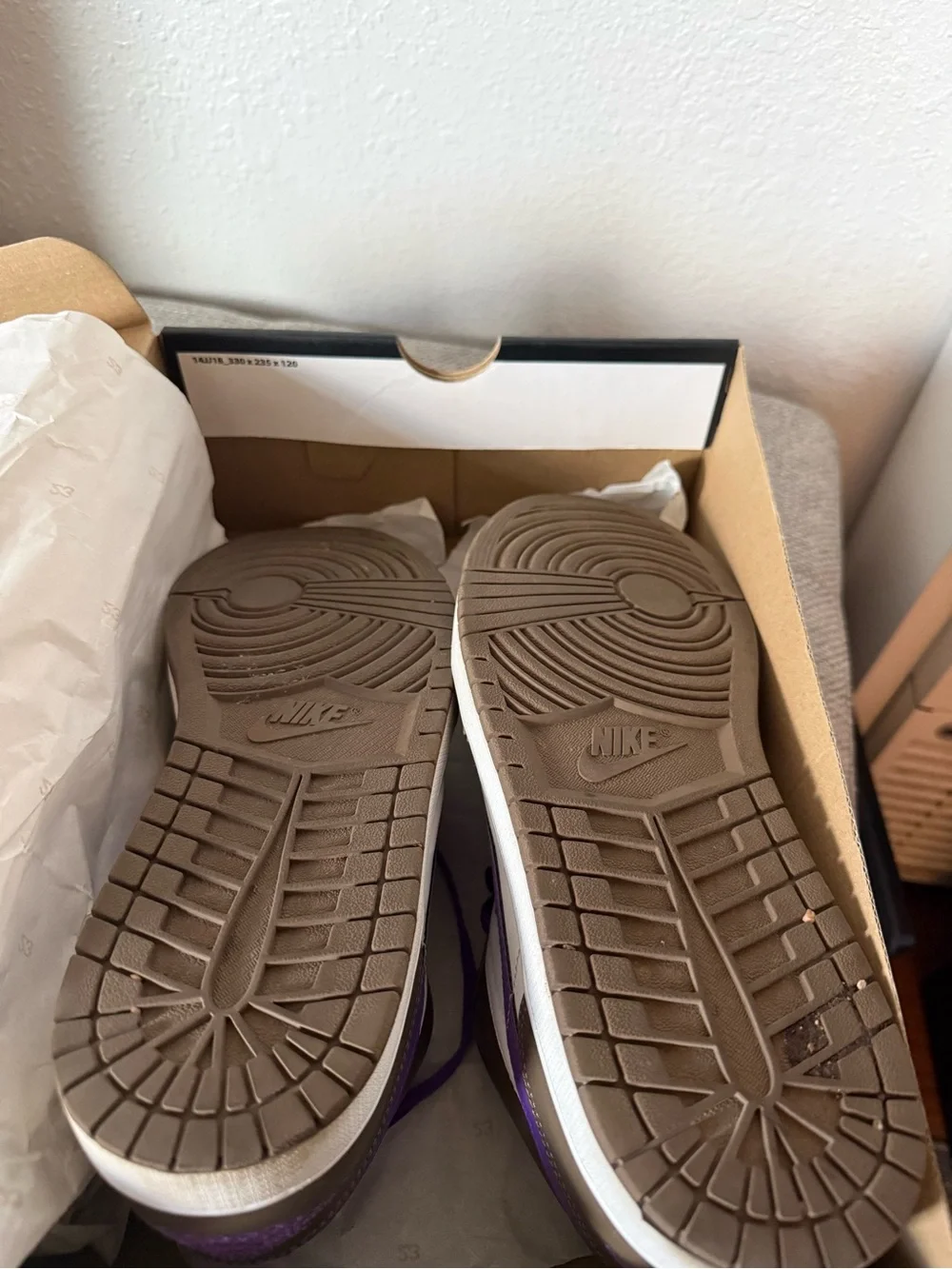 Jordan Sneakers in White, Brown & Purple