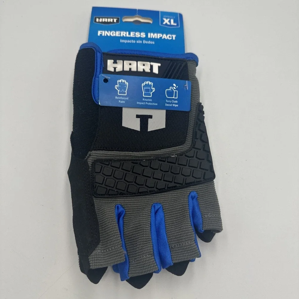 Hart Fingerless Impact Gloves Size‎ X Large Reinforced Palm Knuckle Protect NEW