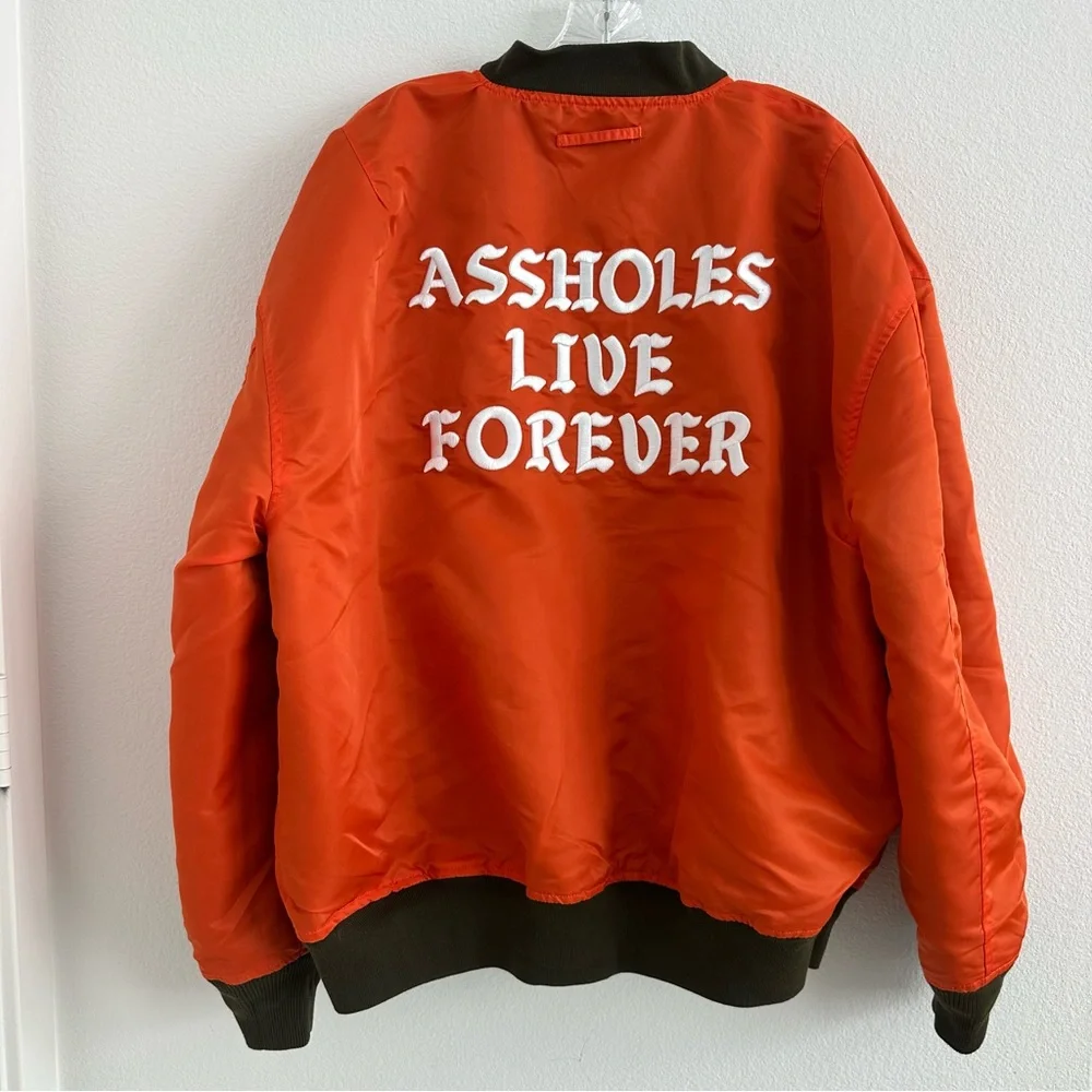 Lindafinegold ALF Reversible Olive Green and Orange Bomber Jacket Size: L