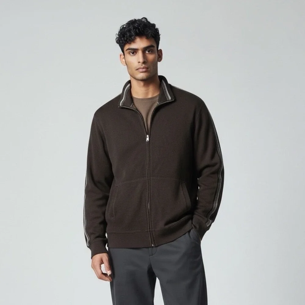 Banana Republic Brown Zip Up sweater Jacket XXL Tall Minimalist Y2K heavy‎
