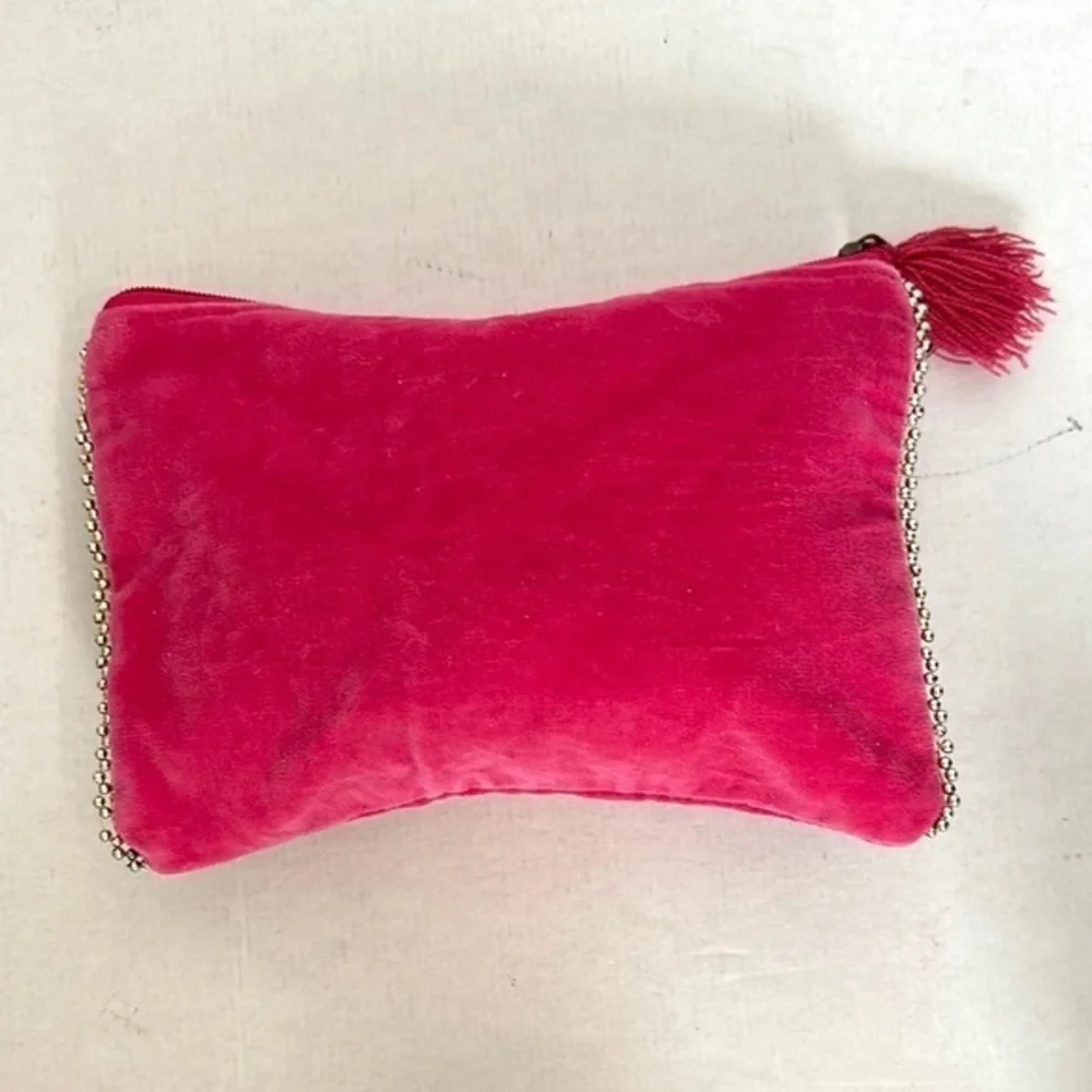 Jane Marie Velvet Clutch w/gold detail and adorable Tassel - Pink NWT