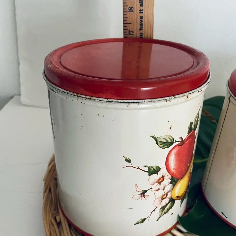 MCM Decoware Vintage Set of 3 Decoware Apple, cherries & Pear Kitchen Canisters