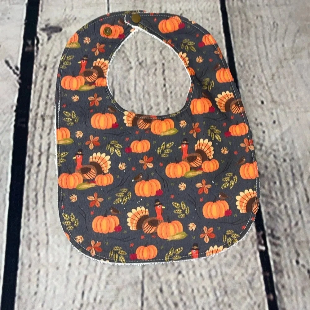 Designer handcrafted Thanksgiving turkey bib