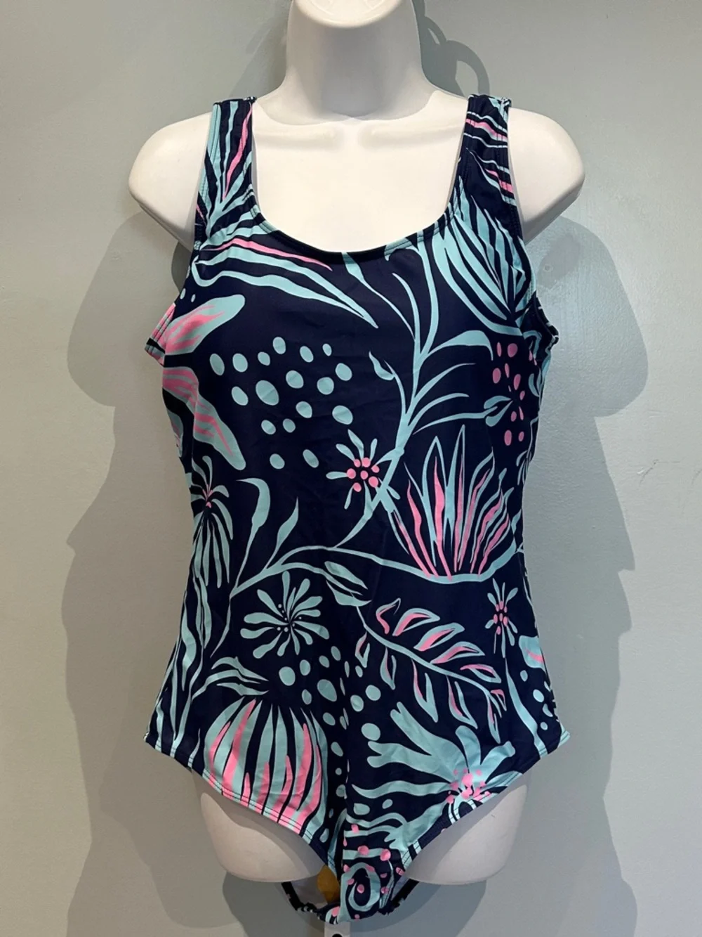 Blue and Pink Floral One-Piece Swimsuit XXL NWOT