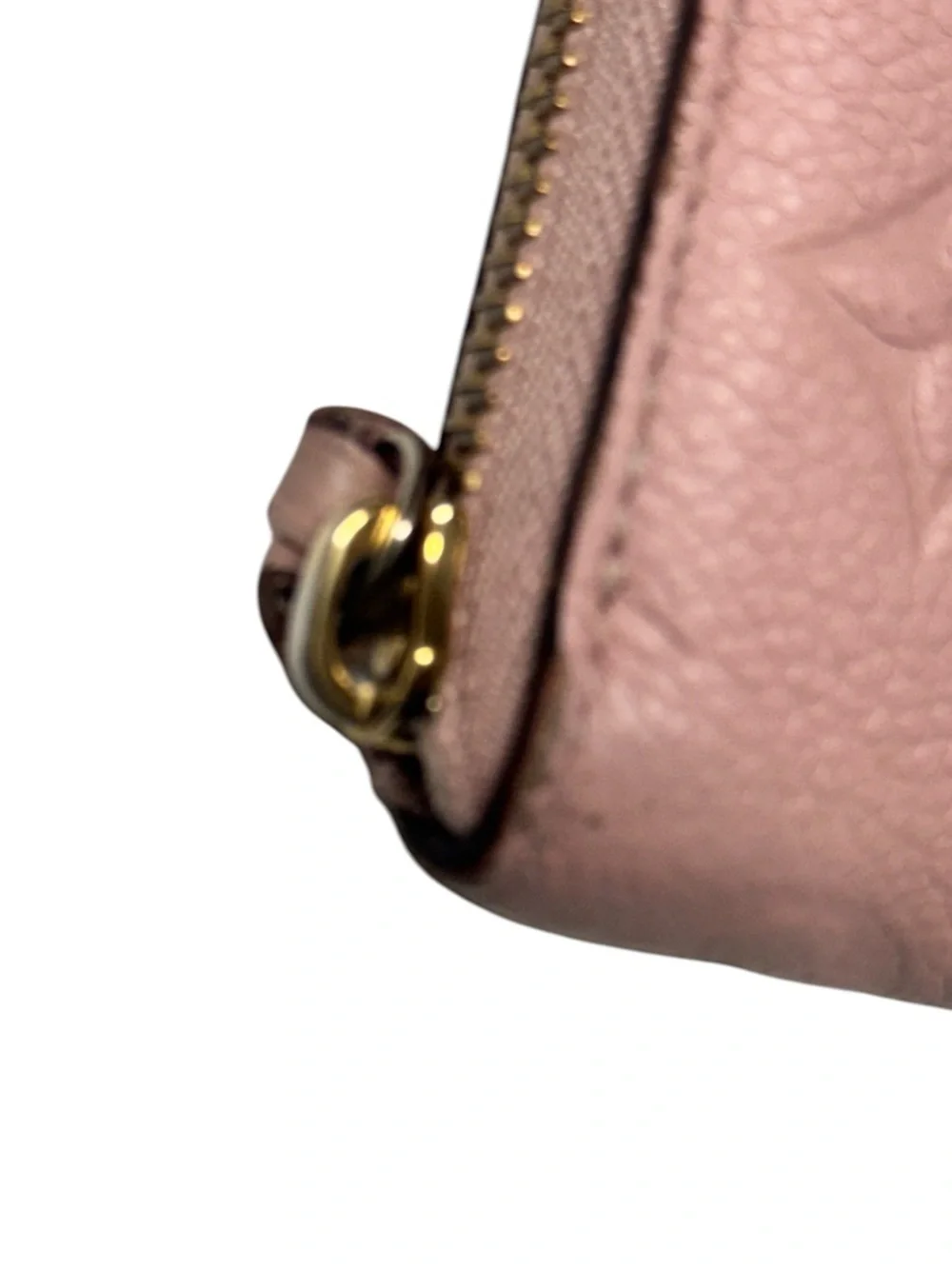 LOUIS VUITTON Rose Ballerine Monogram Empreinte Leather Clemence Long zip wallet