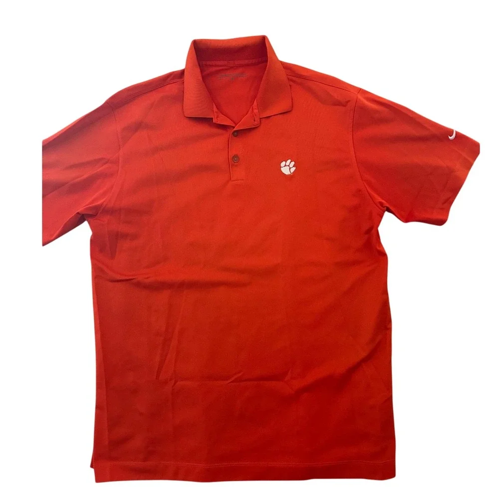 Nike Golf Clemson Tigers Polo Shirt Orange Dri-Fit‎ Mens Large