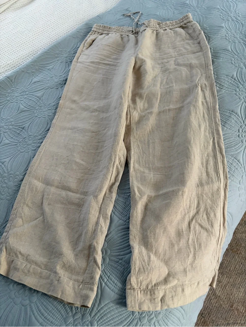 Women’s Casual Drawstring Linen Pants - Beige