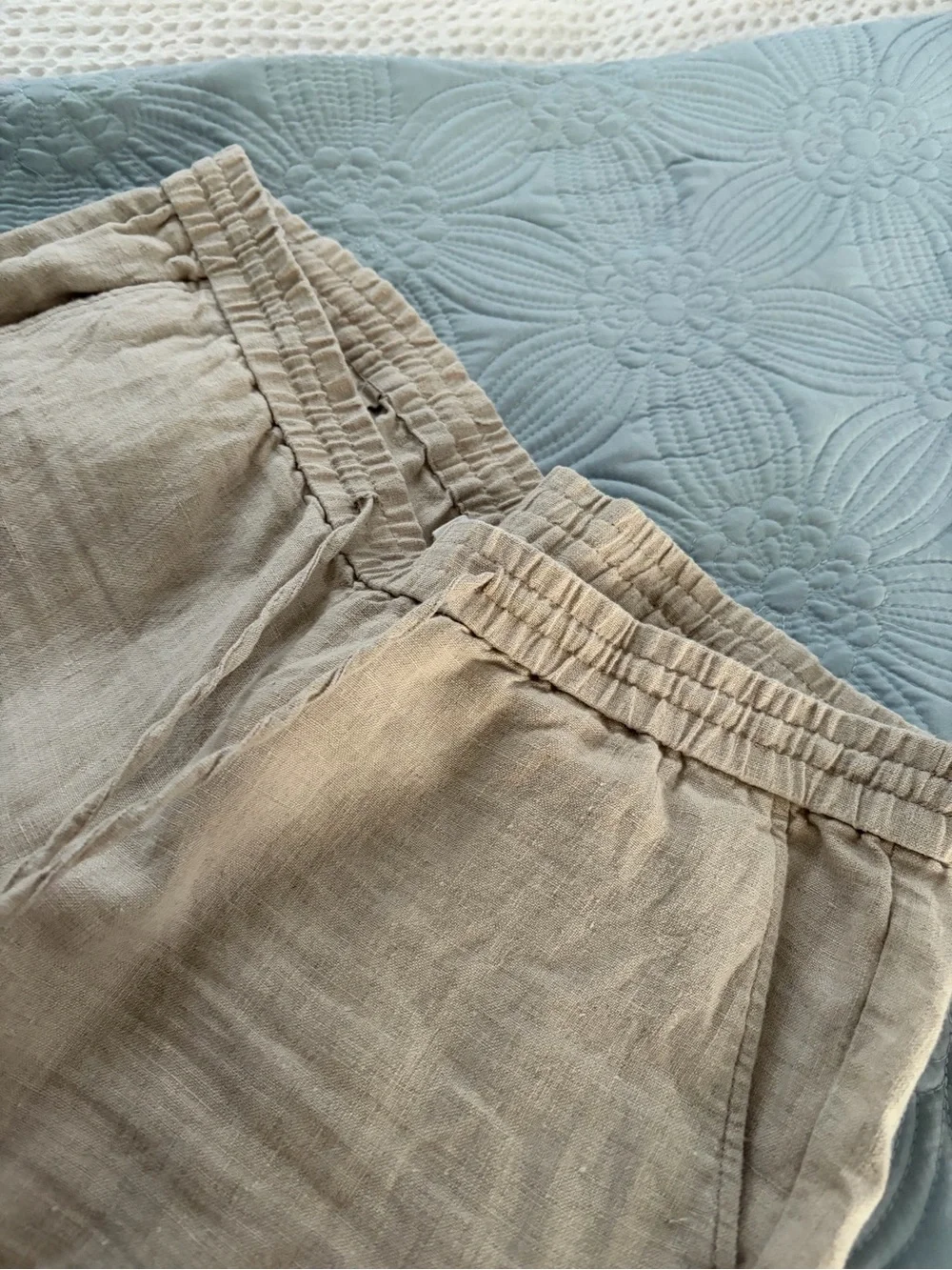 Women’s Casual Drawstring Linen Pants - Beige