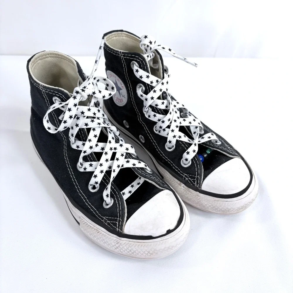Converse Chuck Taylor All Star High Top Black Star‎ Print Laces 3J231 Youth 11.5