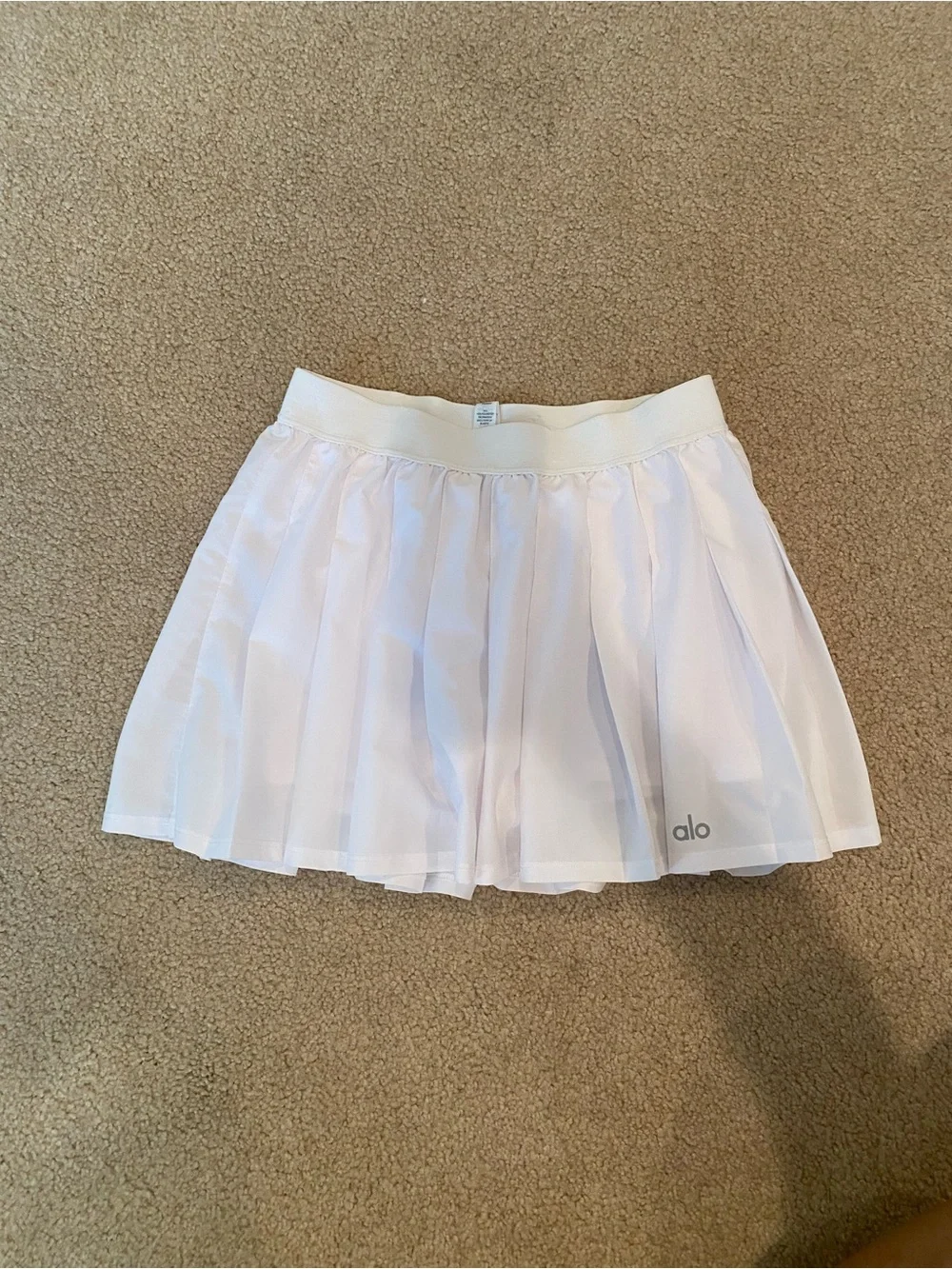 Alo Yoga White Women’s Pleated Athletic Skirt Pull-On Elastic Waist XS