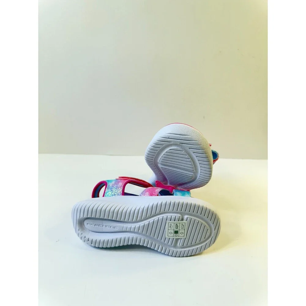 Skechers Kids Girls Jumpsters Sandal-Butterfly Brites Sandal, Pink/Multi, 11