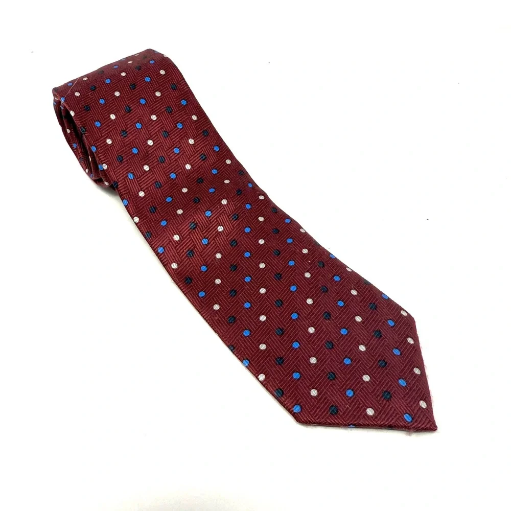 Calvin Tie Burgundy Polka Dot‎ Silk Handmade Designed in Italy Kids Boy