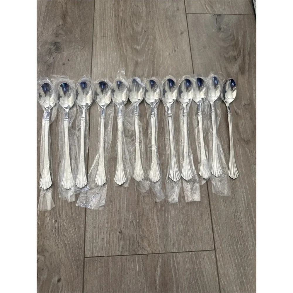 Set of 12 Vintage Cambridge TRACY Stainless Iced Tea Spoons‎ NOS