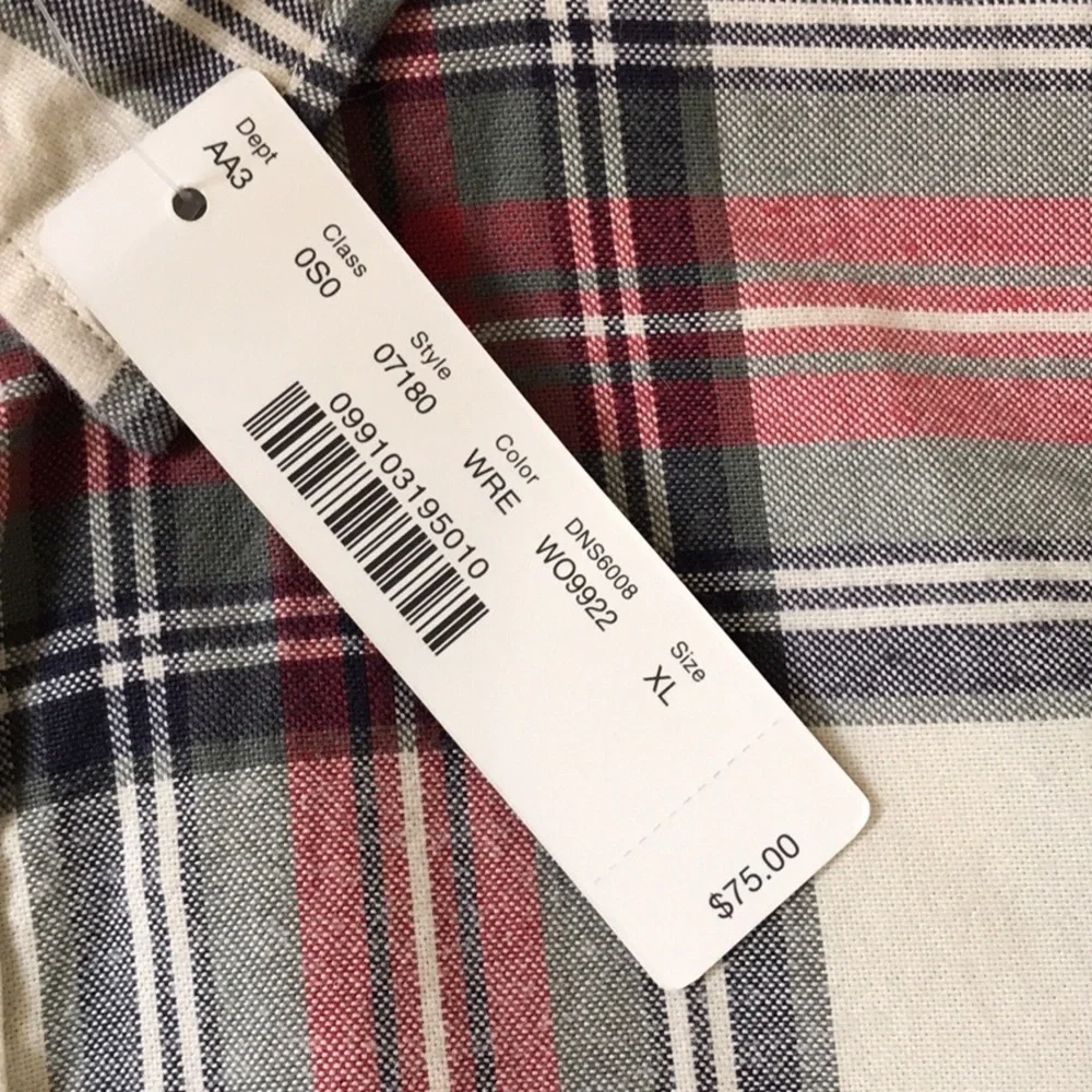 NWT J. Crew Men’s Plaid Slim Fit Oxford