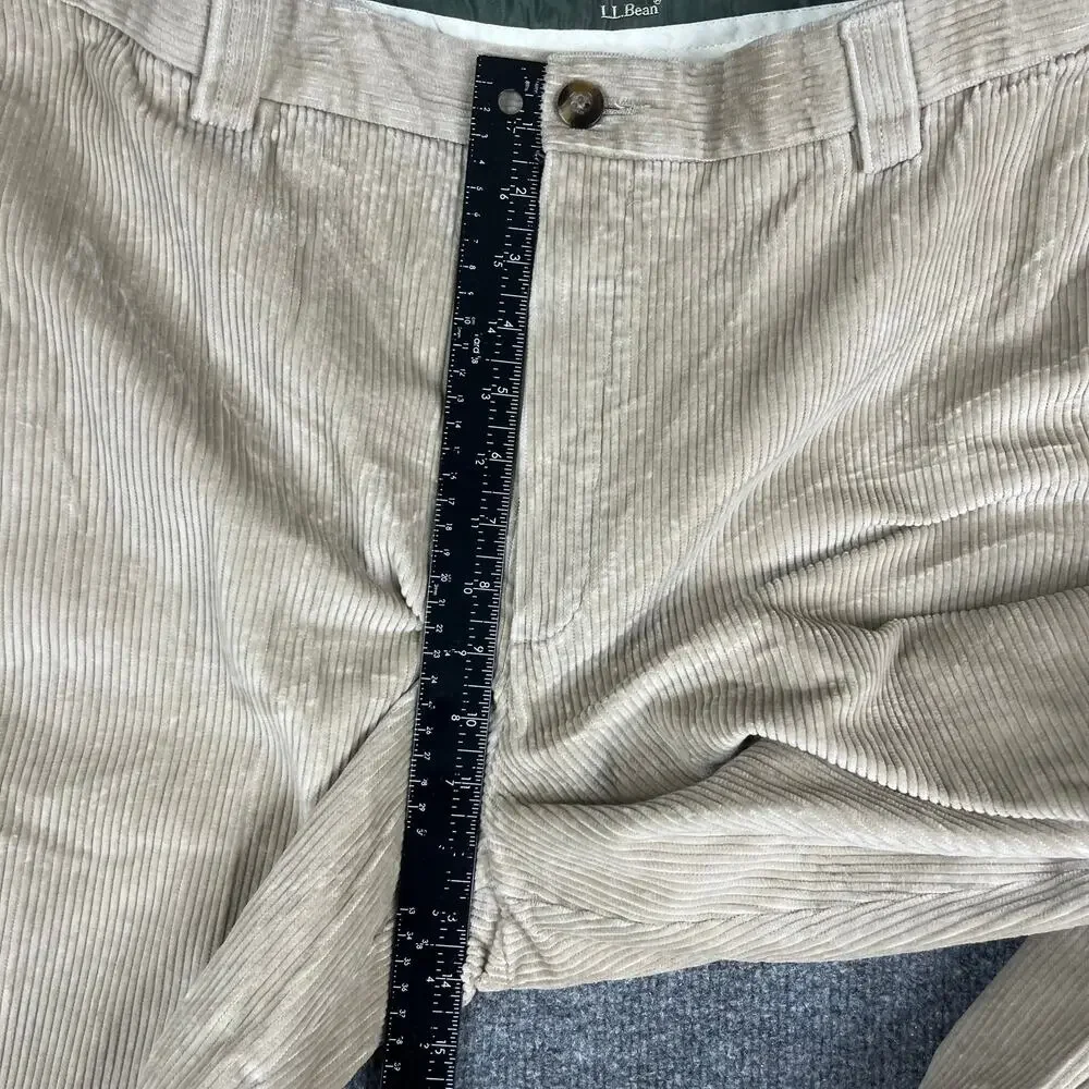 L.L.Bean Corduroy Pants Mens‎ Size 38 Beige Comfort Waist Casual Straight Leg