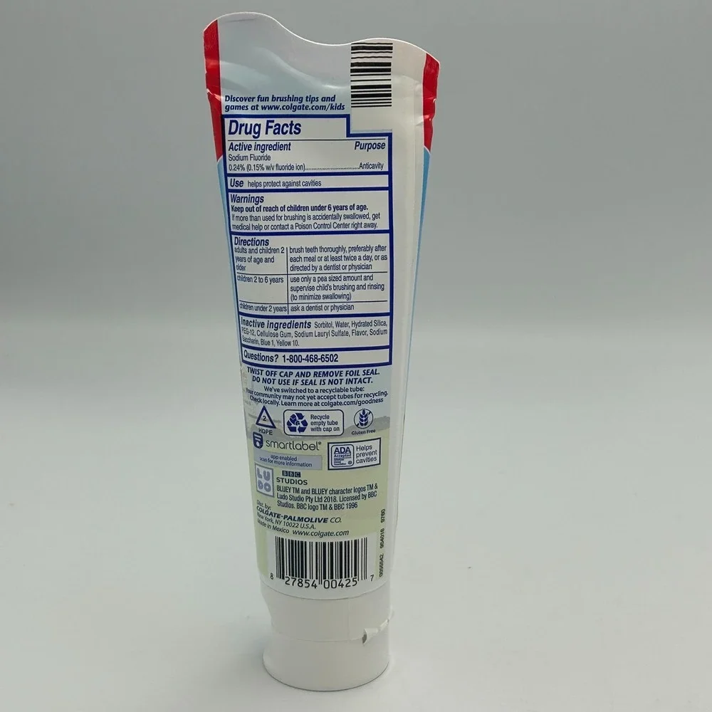 Colgate Bluey Bingo Kids Toothpaste Cavity Protection Bubble‎ Fruit Flavor 4.6oz