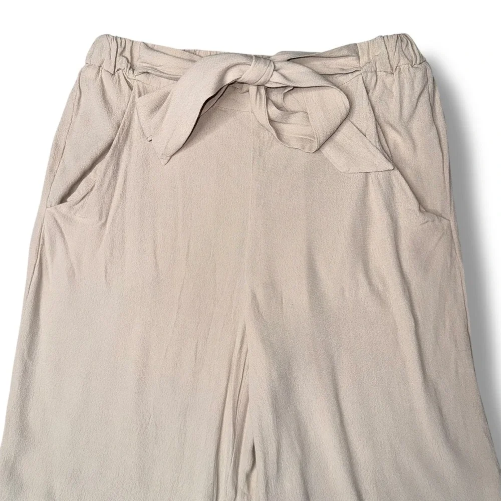 Wilfred‎ Wide Leg Tie Waist Pants Womens Small Beige Excellent Viscose Rayon