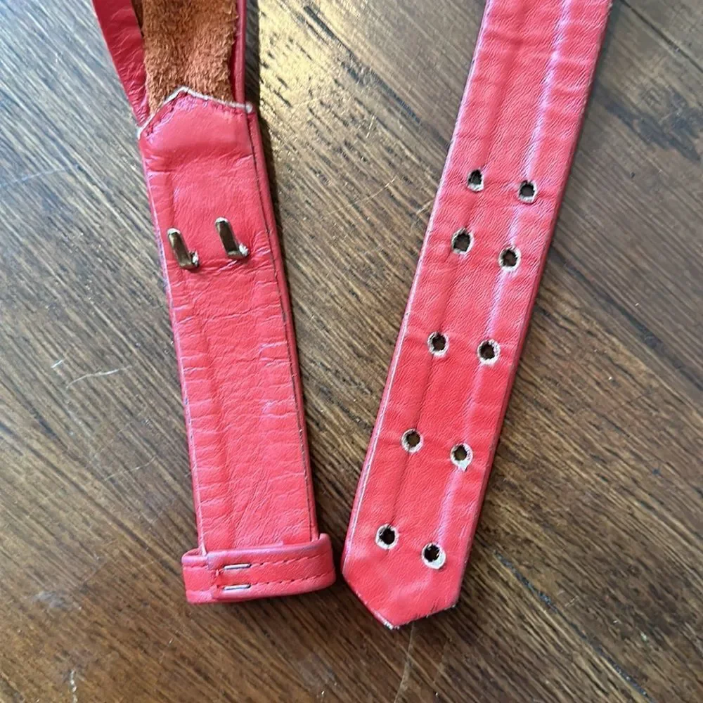 Vintage 80s‎ red leather belt -Small