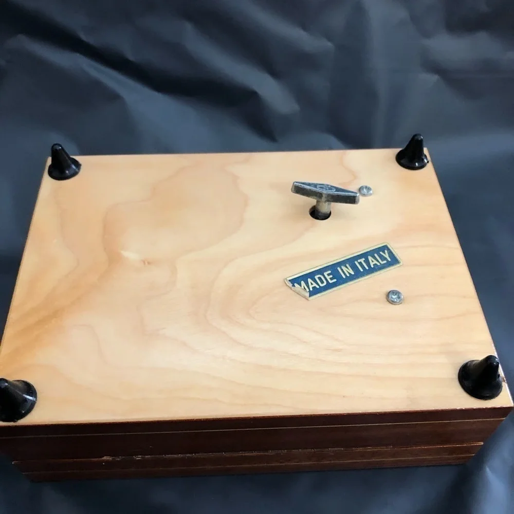 Vintage Inlaid Wood Music Jewelry Box Made In Italy