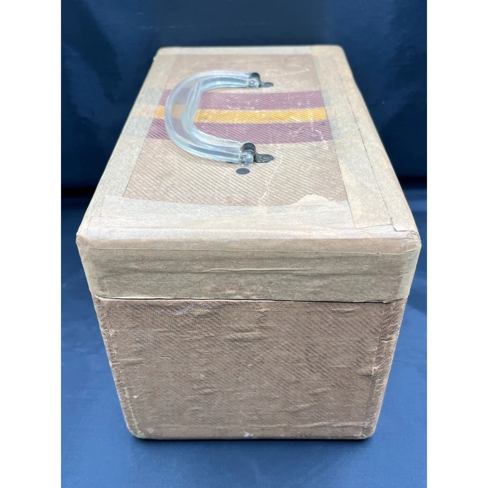 Vtg Vanity Case Train Luggage Retro Makeup Box Storage Trunk Handle Lock No Key