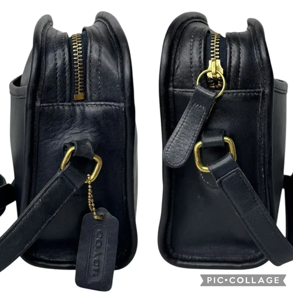 Vintage Coach Metropolis zip crossbody Shoulder Bag | Black Leather 9087