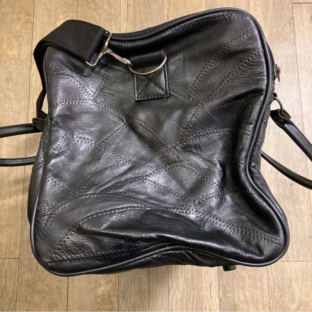 Black Leather Men's Duffel Bag - Stylish Travel Weekender