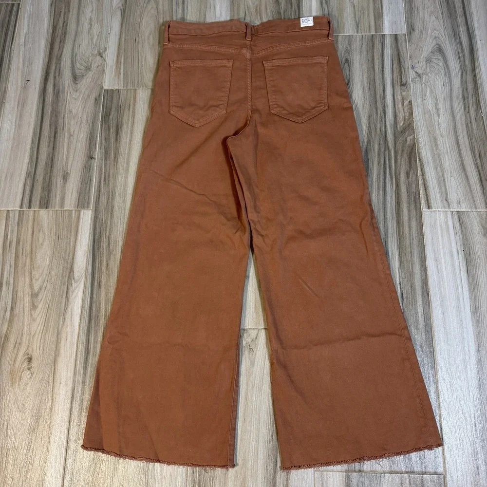 Frank & Eileen Galway Wide Leg Cropped Raw Hem Pants SZ 30 High Rise Rust Casual