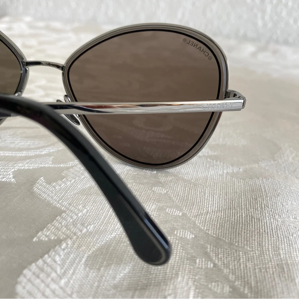 Chanel Butterfly Silver Frame Sunglasses