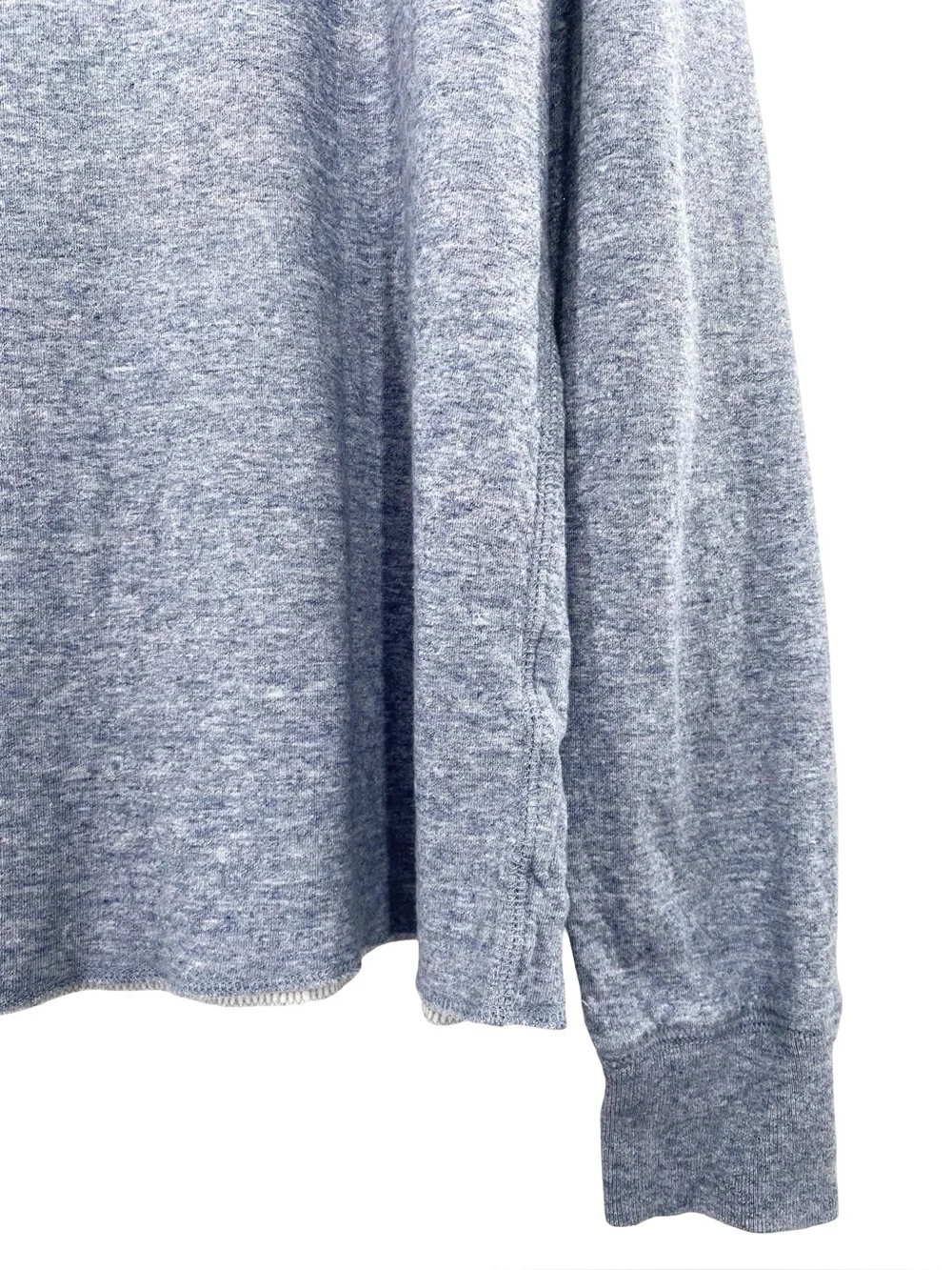 J. Crew Knit Goods Men’s Henley Sweatshirt Heather Blue Terry Cotton Large Tall